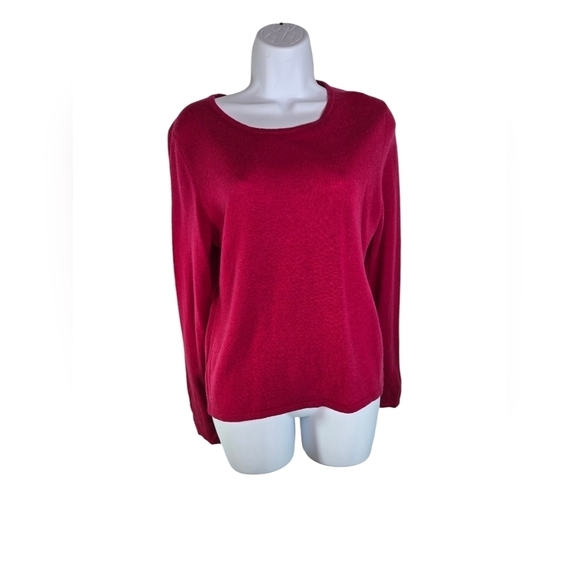 Sandra Cashmere dark hot pink cashmere scoop long sleeve sweater - Picture 1 of 7